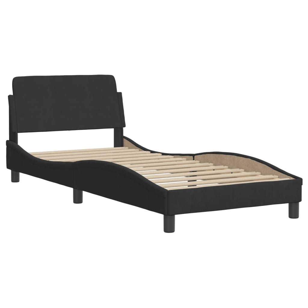 Krevet s madracem Dover crni 90x200 cm baršunasti