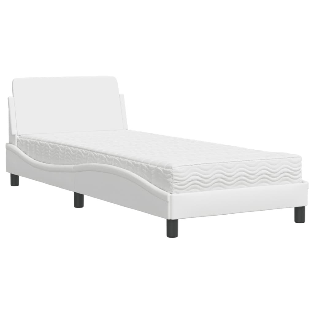 Krevet s madracem Dover bijeli 90 x 200 cm od umjetne kože
