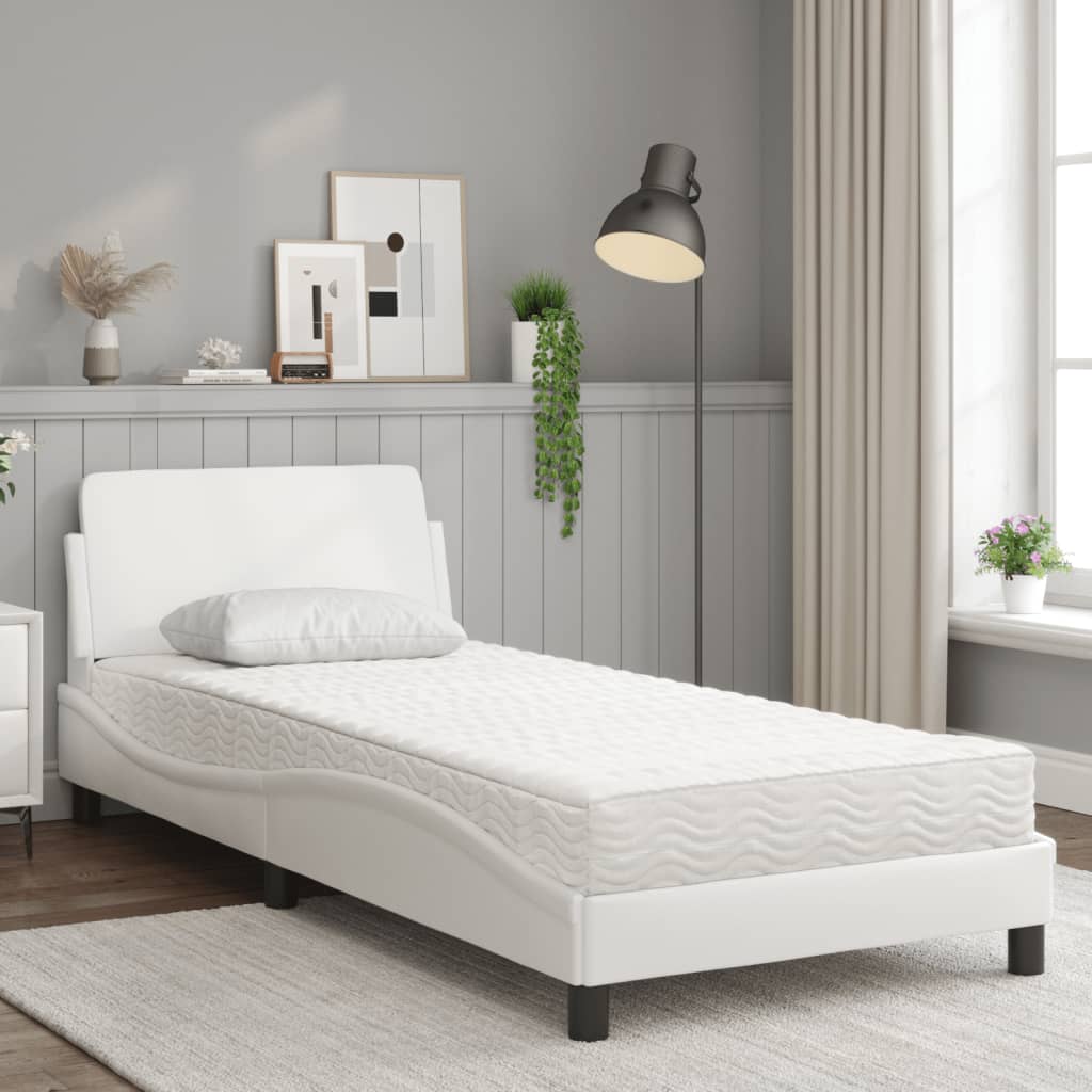 Krevet s madracem Dover bijeli 90 x 200 cm od umjetne kože