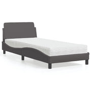 Krevet s madracem Dover sivi 90 x 200 cm od umjetne kože