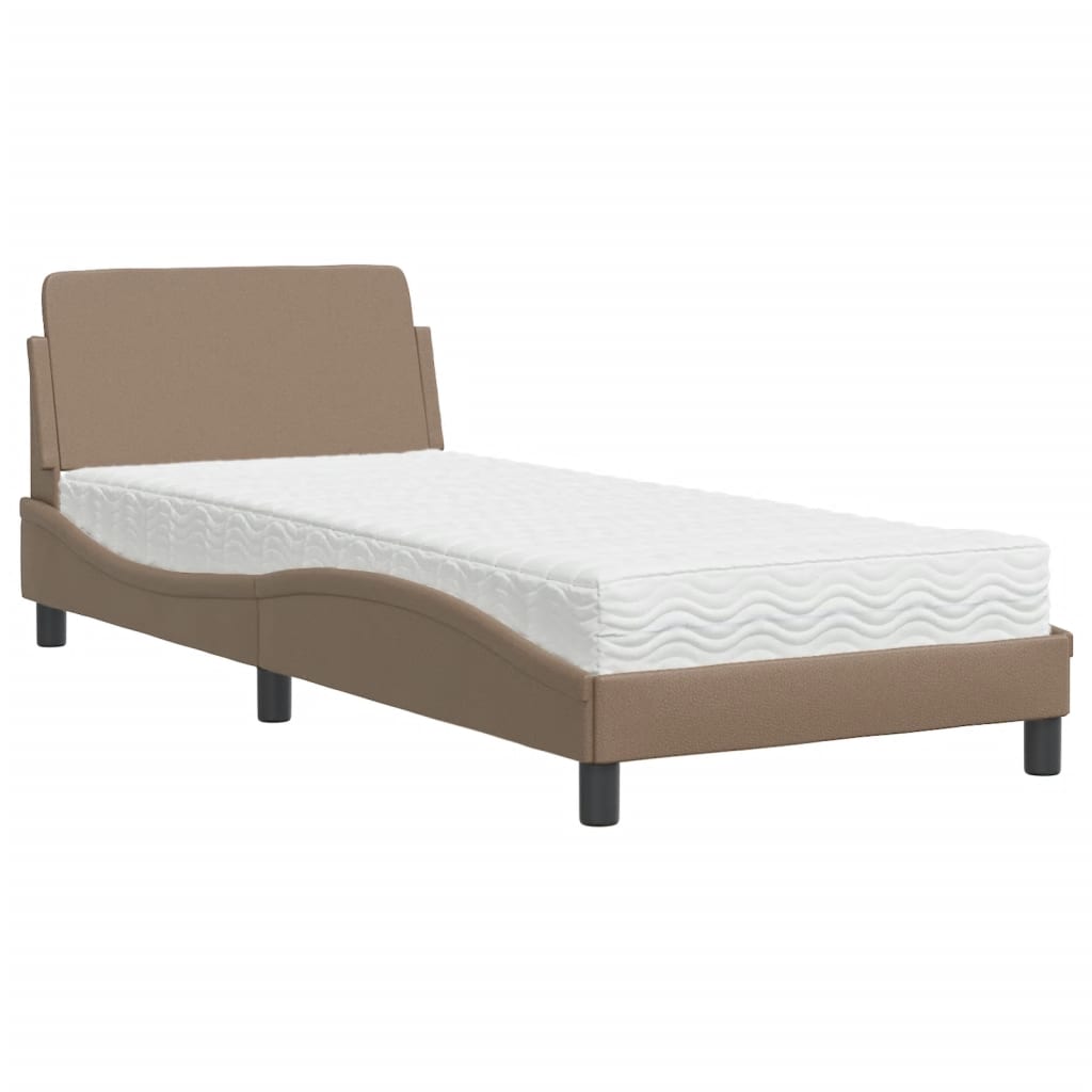 Krevet s madracem Dover boja cappuccina 90 x 200 cm od umjetne kože