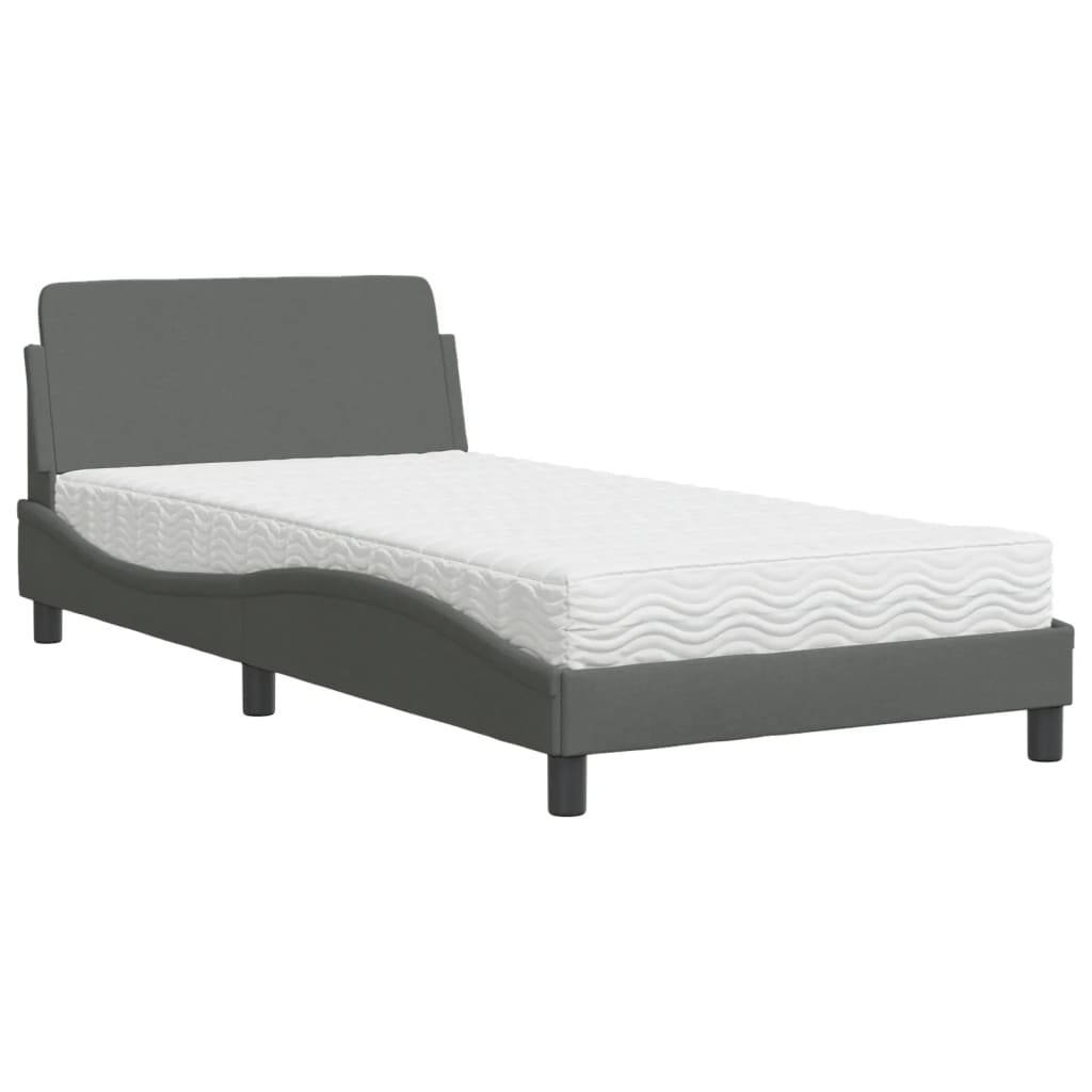 Krevet s madracem Dover tamnosivi 100 x 200 cm od tkanine