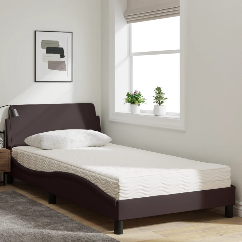 Krevet s madracem Dover tamnosmeđi 100 x 200 cm od tkanine