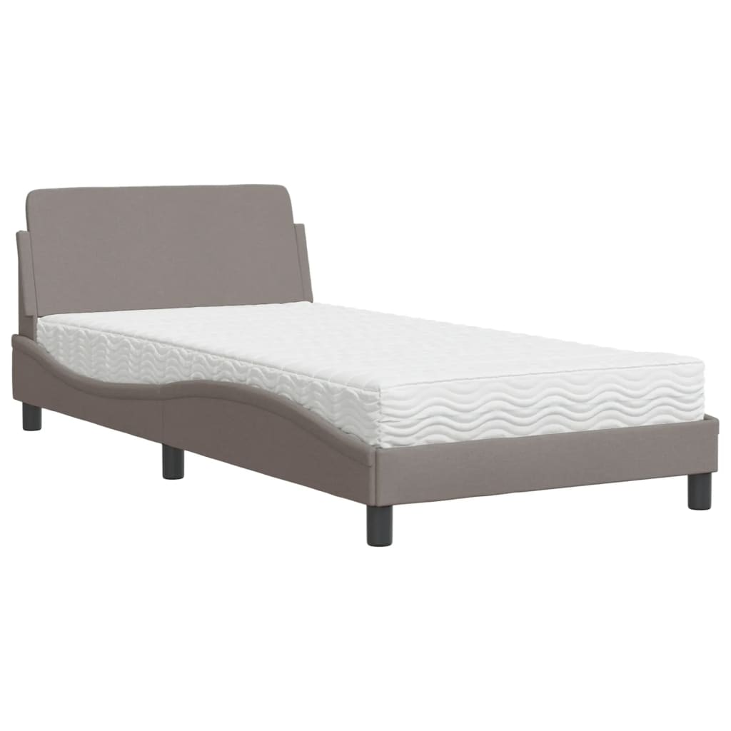 Krevet s madracem Dover smeđesivi 100 x 200 cm od tkanine