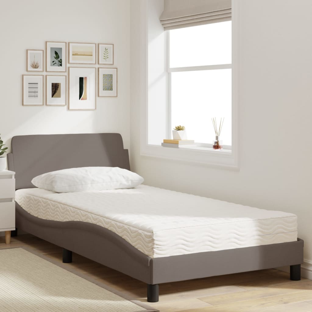 Krevet s madracem Dover smeđesivi 100 x 200 cm od tkanine