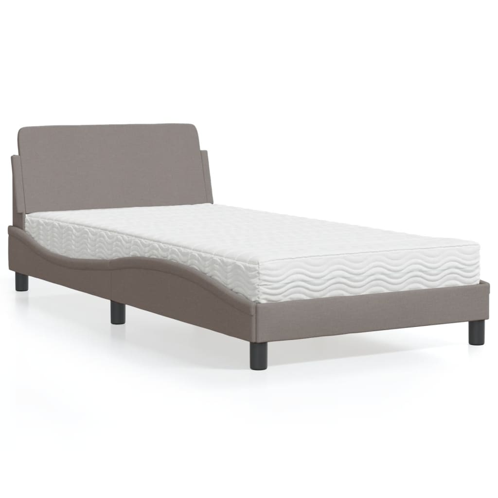 Krevet s madracem Dover smeđesivi 100 x 200 cm od tkanine