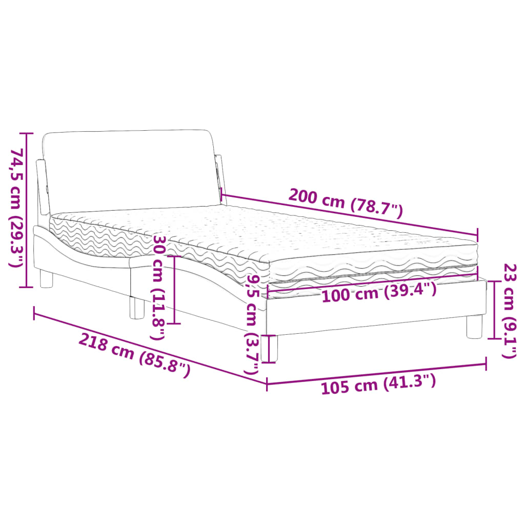 Krevet s madracem Dover krem 100 x 200 cm od tkanine