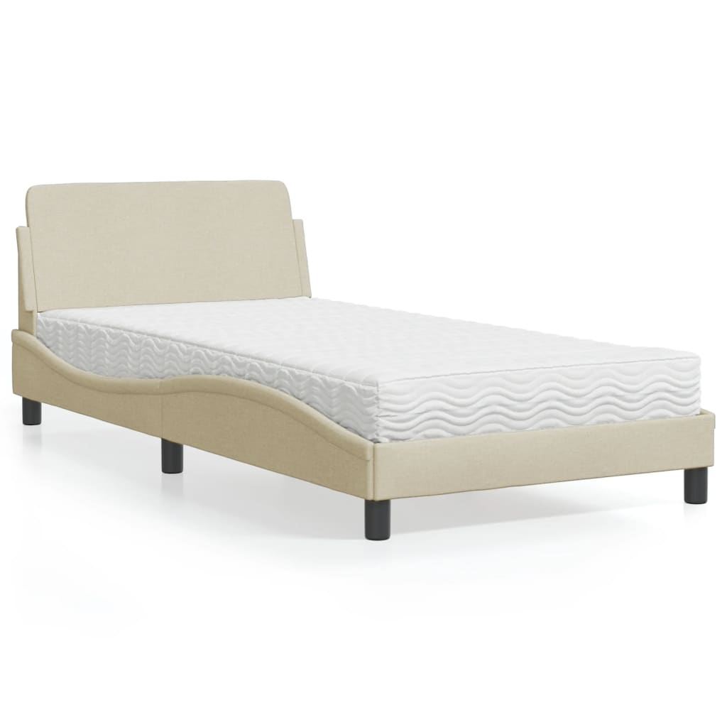 Krevet s madracem Dover krem 100 x 200 cm od tkanine