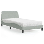 Krevet s madracem Dover svjetlosivi 100x200 cm baršunasti