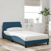 Krevet s madracem Dover plavi 100 x 200 cm baršunasti