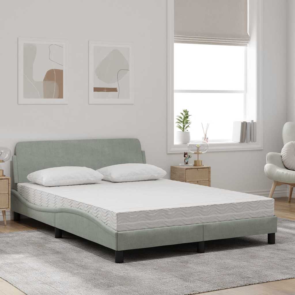 Krevet s madracem Dover svjetlosivi 120 x 200 cm baršunasti