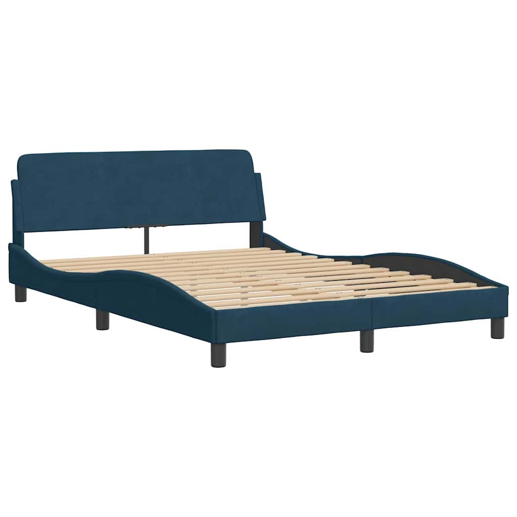 Krevet s madracem Dover plavi 120 x 200 cm baršunasti