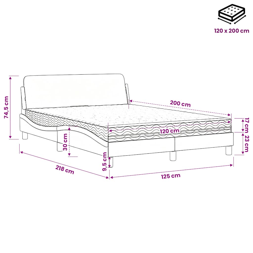 Krevet s madracem Dover crni 120 x 200 cm od umjetne kože