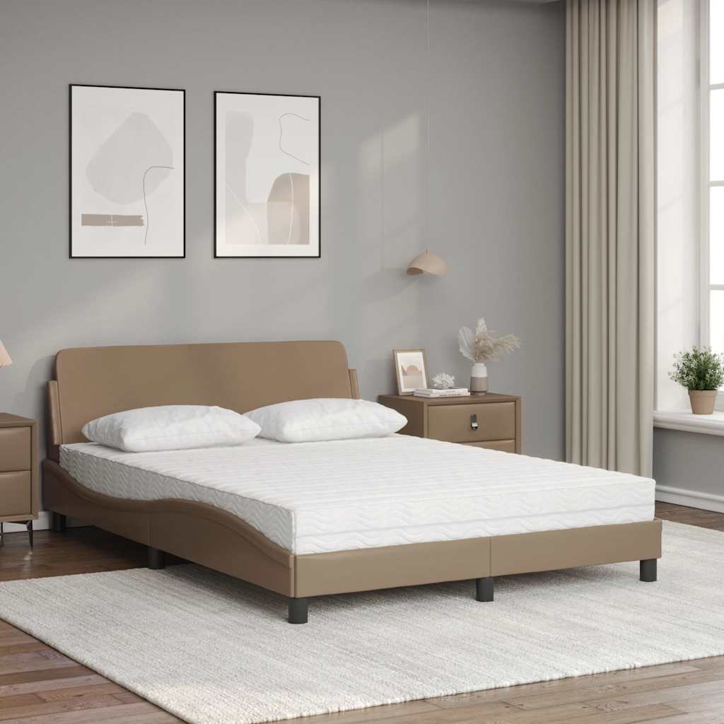 Krevet s madracem Dover boja cappuccina 120 x 200 cm od umjetne kože