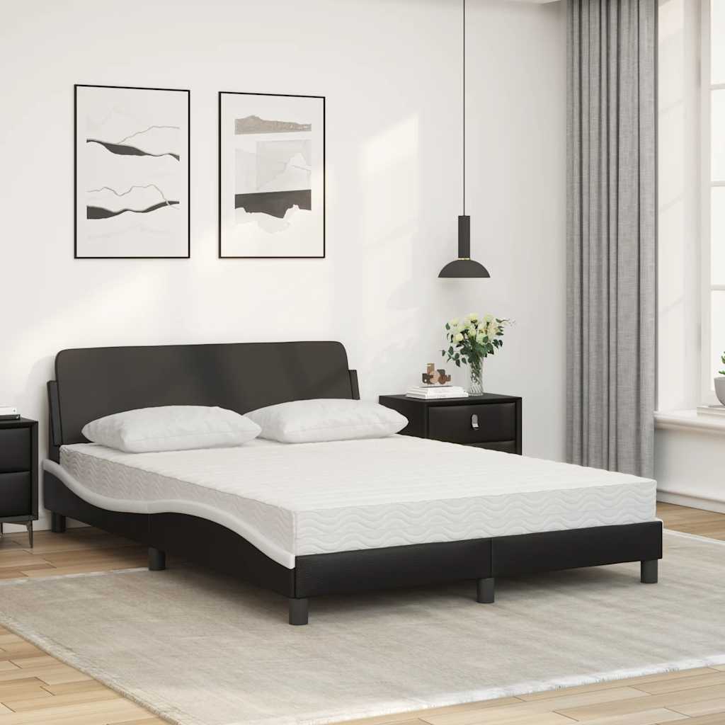 Krevet s madracem Dover crno-bijeli 120 x 200 cm od umjetne kože