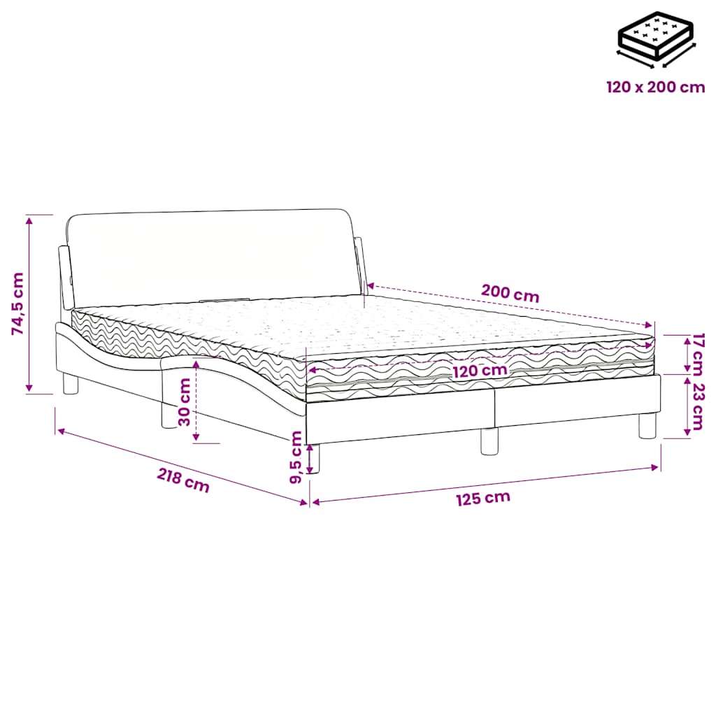 Krevet s madracem Dover crno-bijeli 120 x 200 cm od umjetne kože