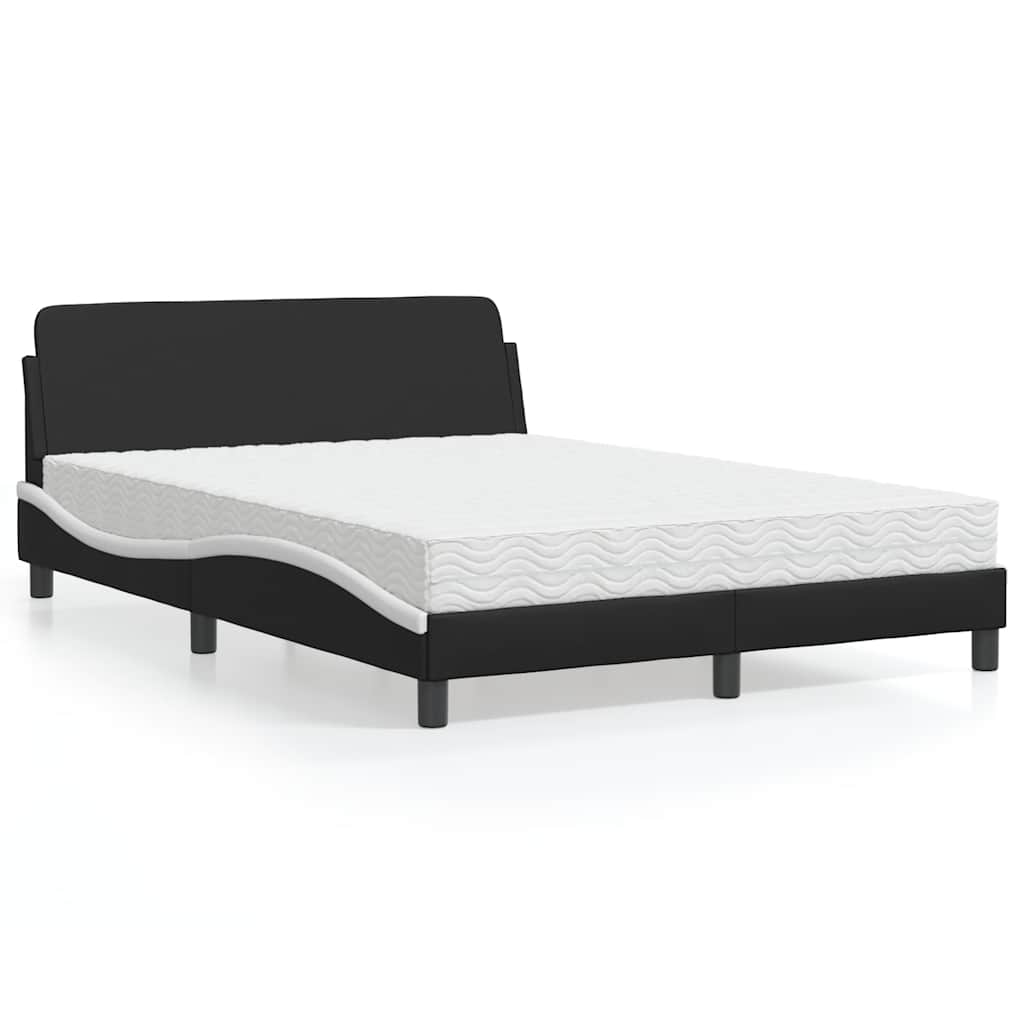 Krevet s madracem Dover crno-bijeli 120 x 200 cm od umjetne kože