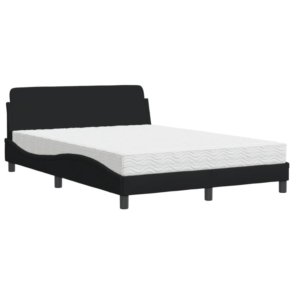 Krevet s madracem Dover crni 140 x 190 cm od tkanine