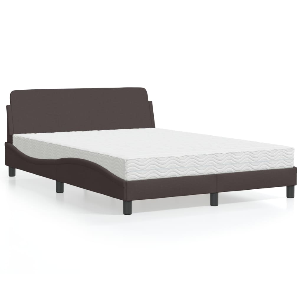 Krevet s madracem Dover tamnosmeđi 140 x 190 cm od tkanine