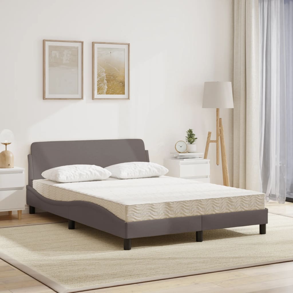 Krevet s madracem Dover smeđesivi 140 x 190 cm od tkanine