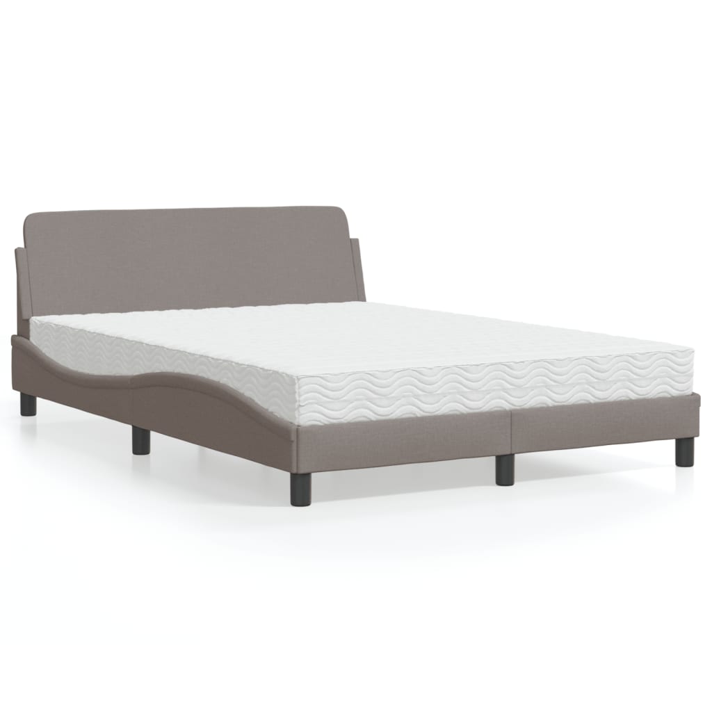 Krevet s madracem Dover smeđesivi 140 x 190 cm od tkanine