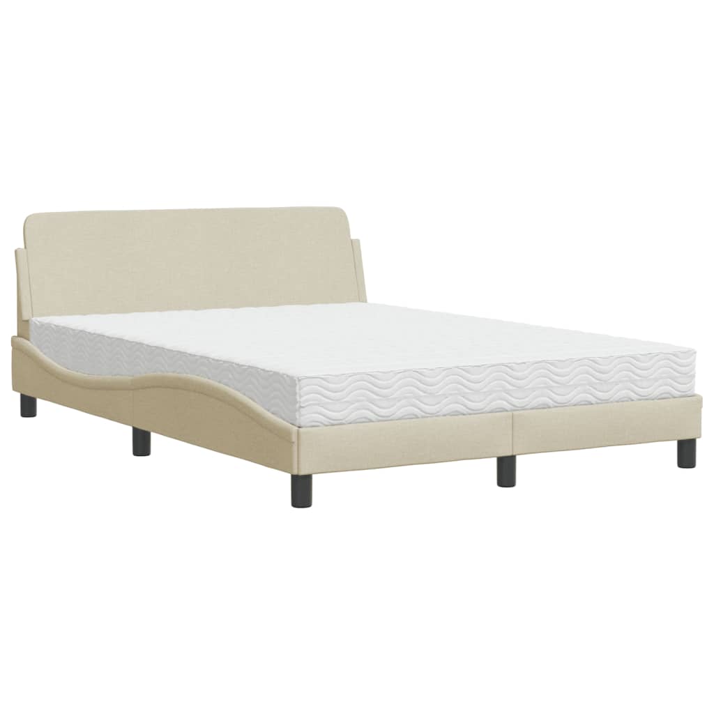 Krevet s madracem Dover krem 140 x 190 cm od tkanine