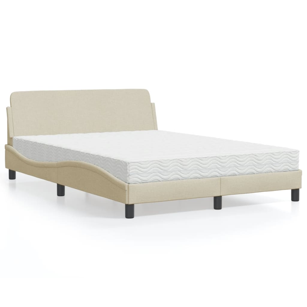 Krevet s madracem Dover krem 140 x 190 cm od tkanine