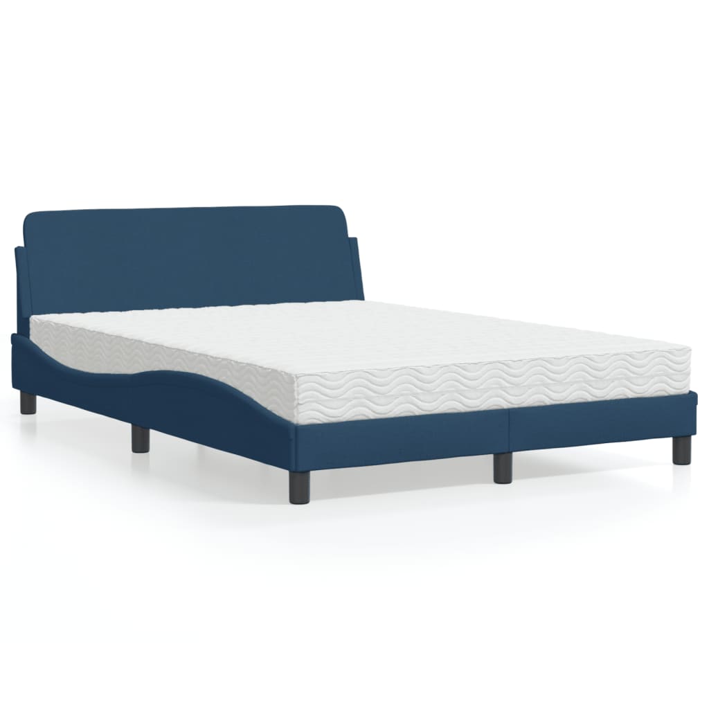 Krevet s madracem Dover plavi 140 x 190 cm od tkanine
