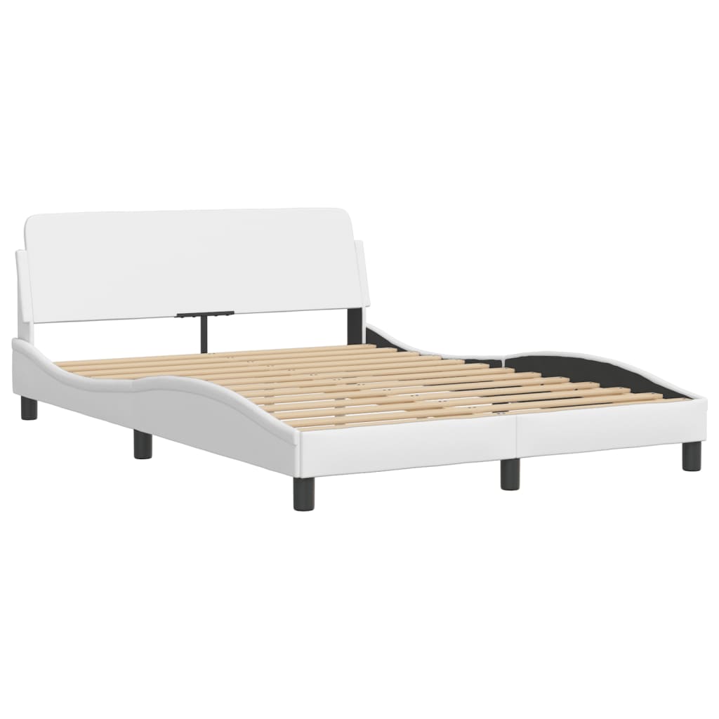 Krevet s madracem Dover bijeli 140x190 cm od umjetne kože