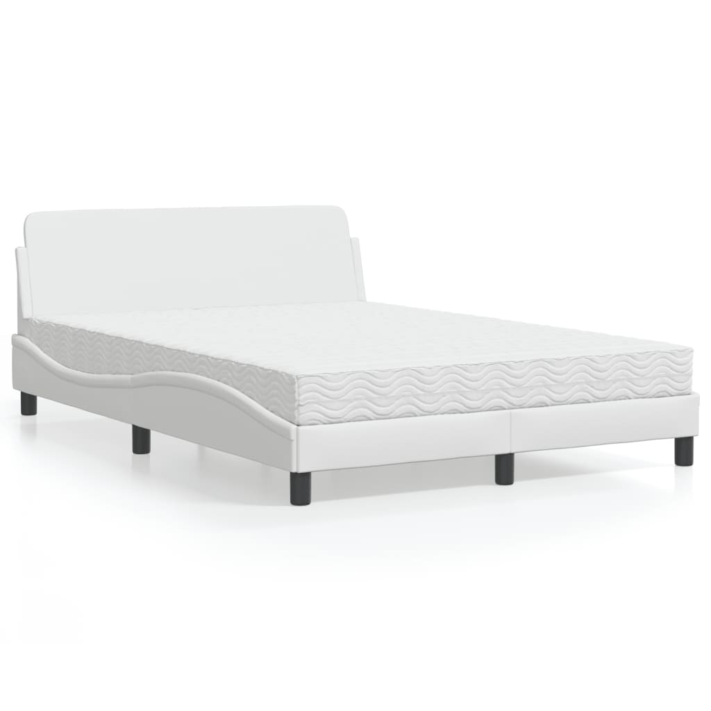 Krevet s madracem Dover bijeli 140x190 cm od umjetne kože
