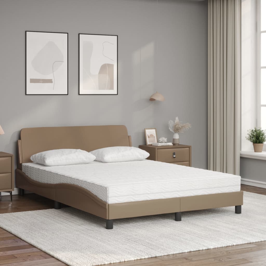 Krevet s madrac Dover cappuccino 140x190 cm od umjetne kože