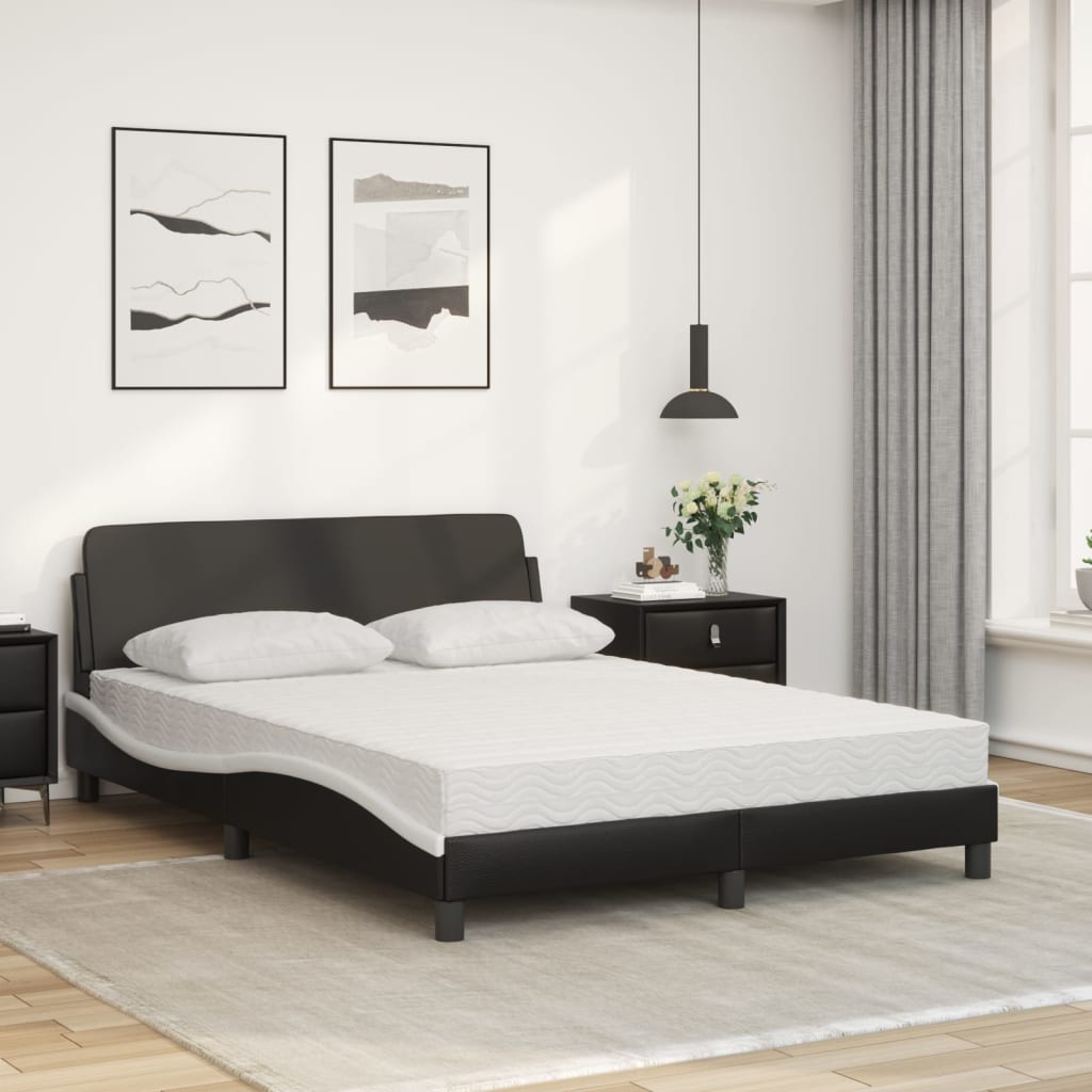 Krevet s madracem Dover crno-bijeli 140 x 190 cm od umjetne kože
