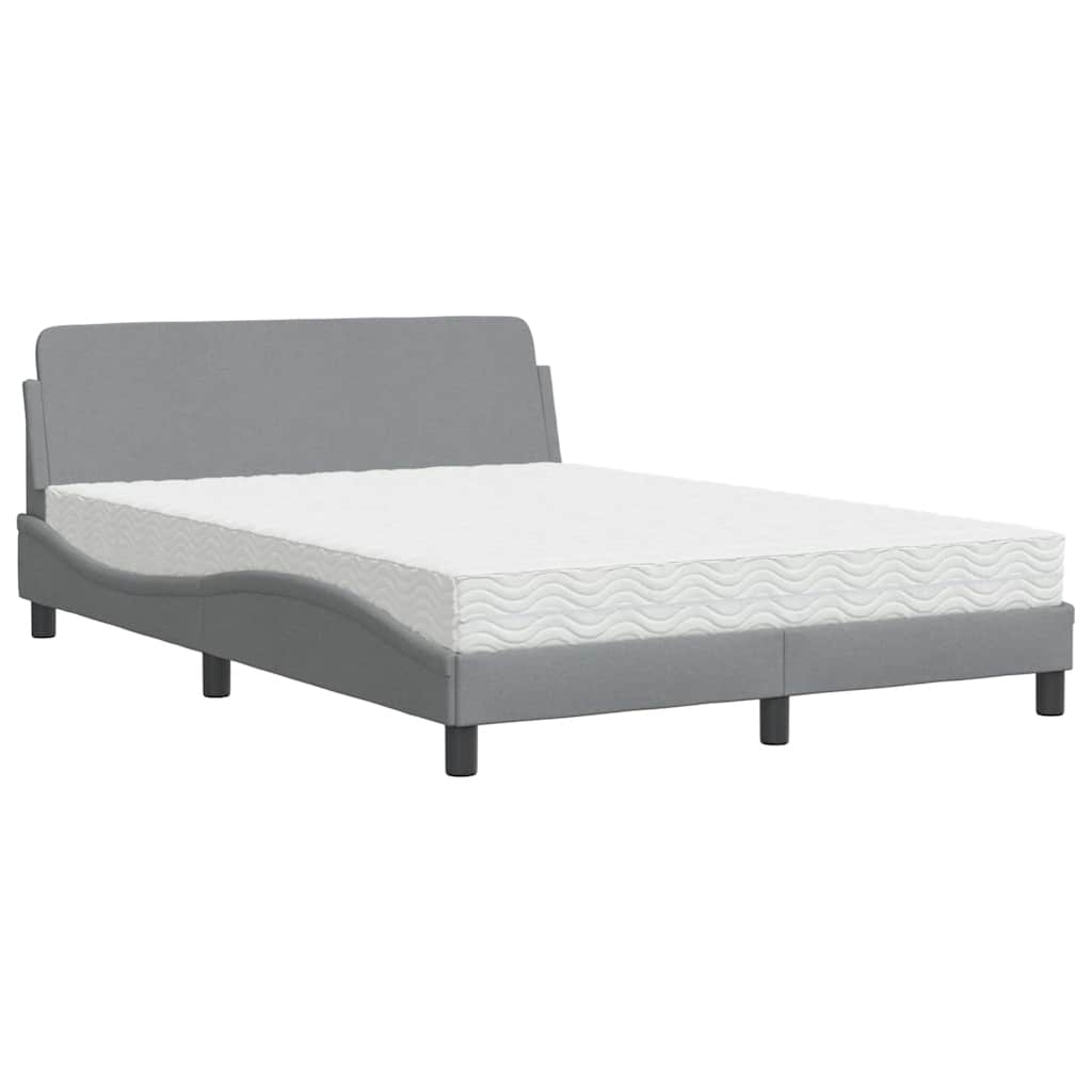 Krevet s madracem Dover svjetlosivi 140x200 cm od tkanine