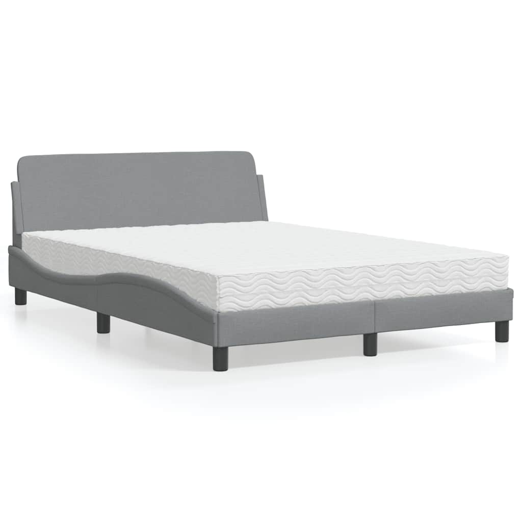 Krevet s madracem Dover svjetlosivi 140x200 cm od tkanine