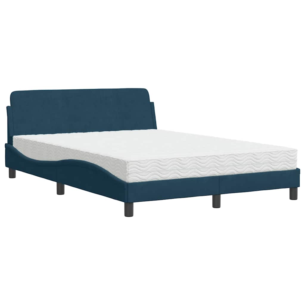 Krevet s madracem Dover plavi 140x200 cm baršunasti