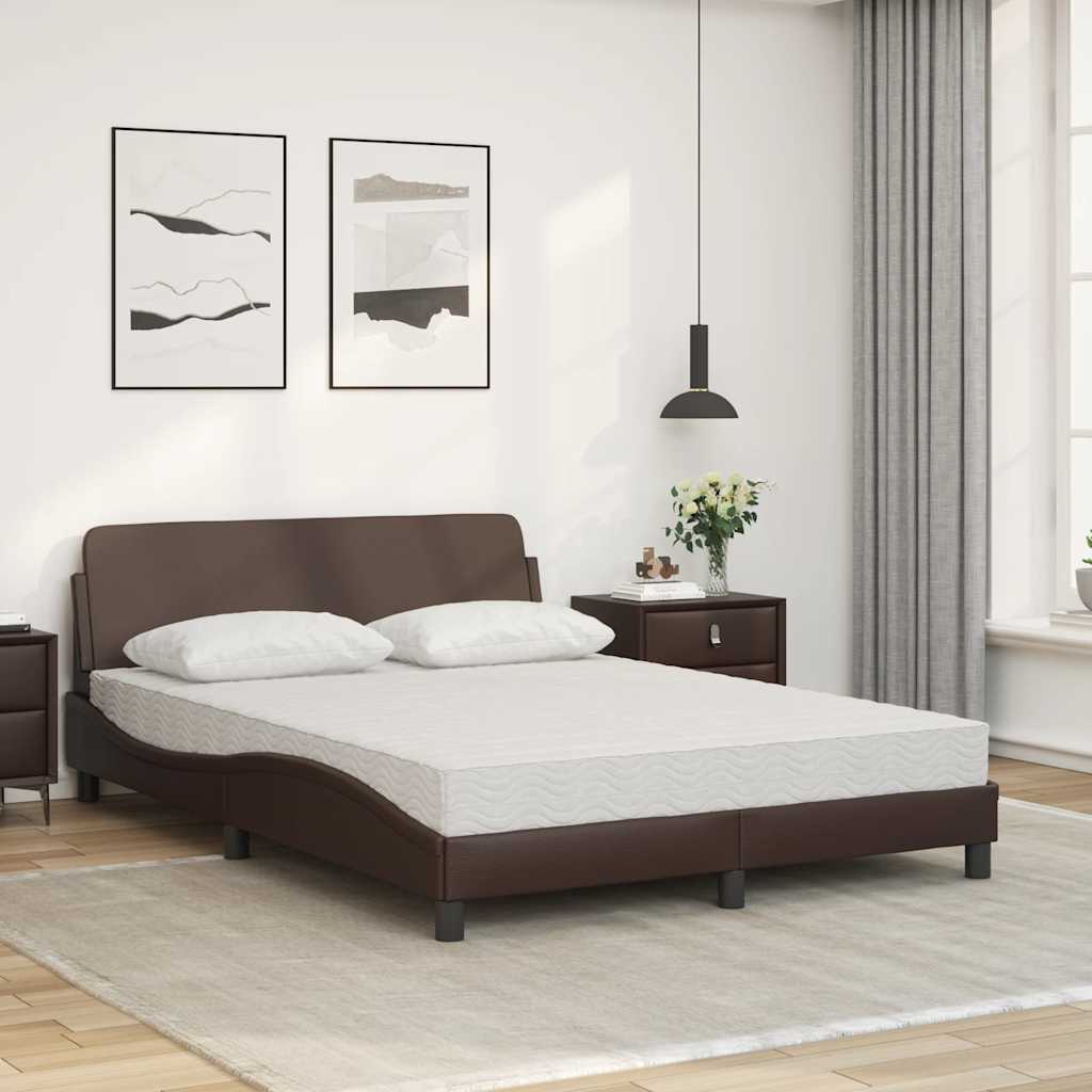 Krevet s madracem Dover smeđi 140x200 cm od umjetne kože