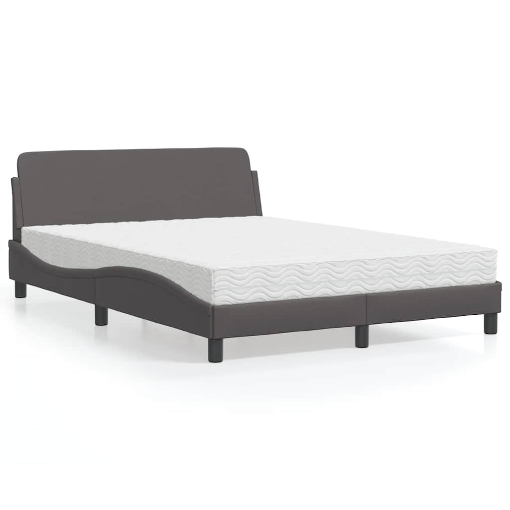 Krevet s madracem Dover sivi 140x200 cm od umjetne kože