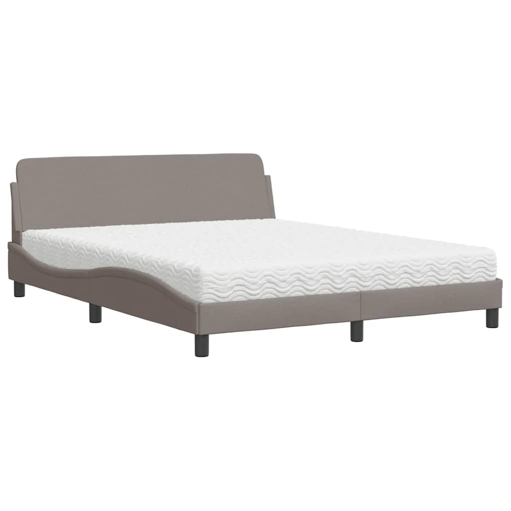 Krevet s madracem Dover smeđesivi 160x200 cm tkanina
