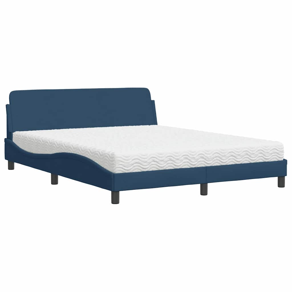 Krevet s madracem Dover plavi 160x200 cm od tkanine