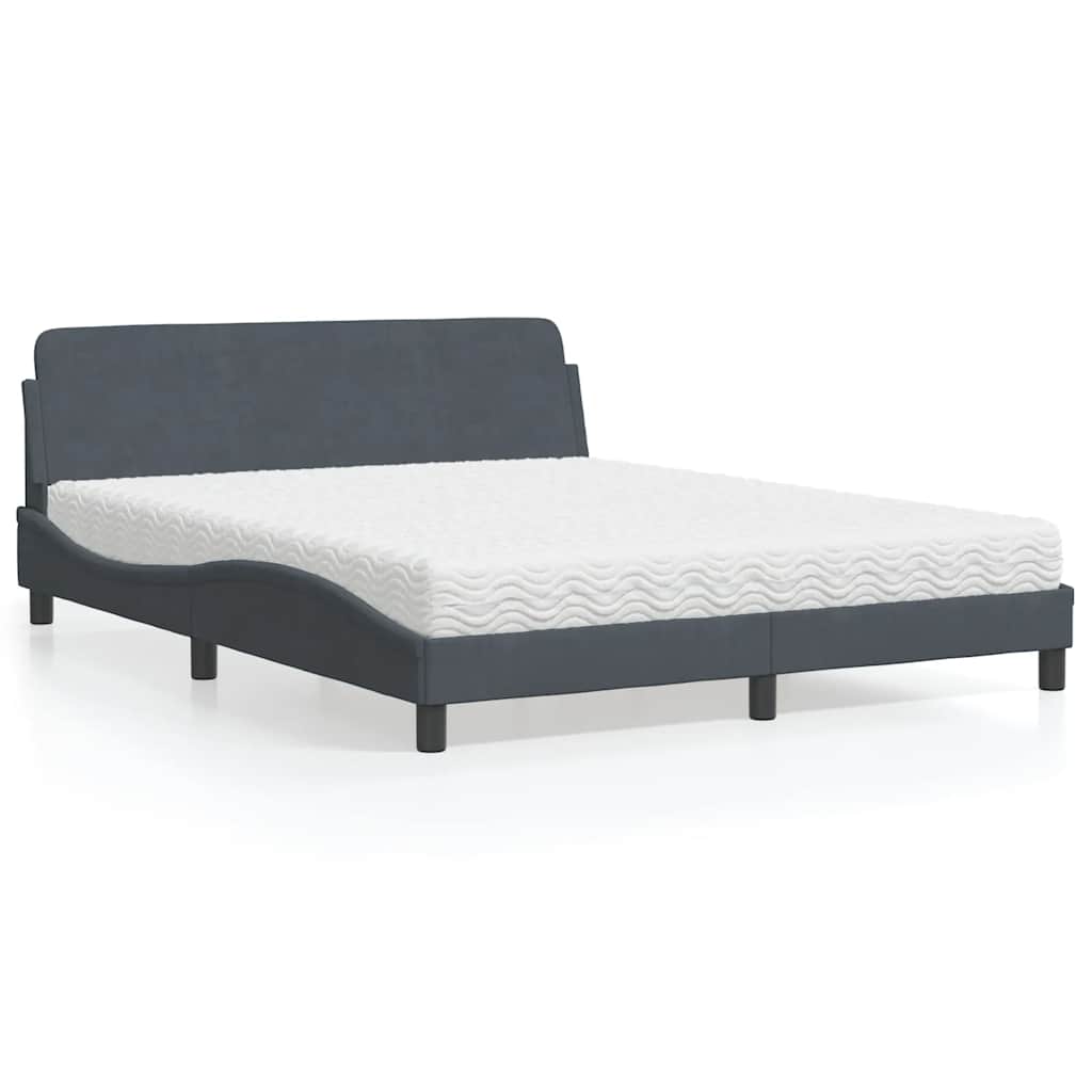 Krevet s madracem Dover tamnosivi 160x200 cm baršunasti