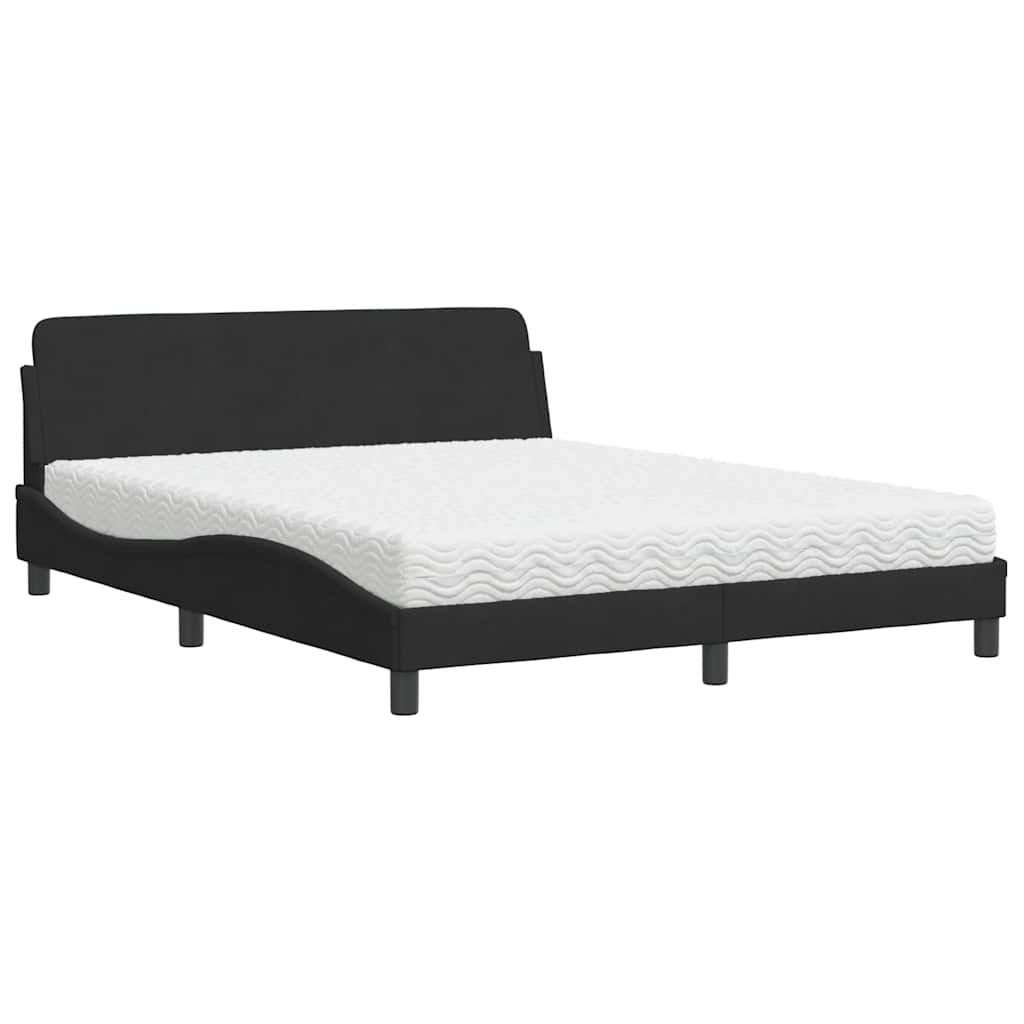 Krevet s madracem Dover crni 160x200 cm baršunasti