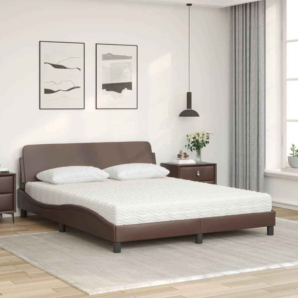 Krevet s madracem Dover smeđi 160x200 cm od umjetne kože