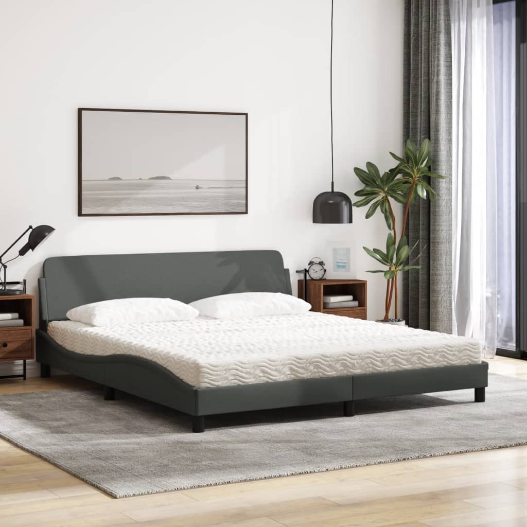 Krevet s madrac Dover svjetlosivi 180x200cm tkanina
