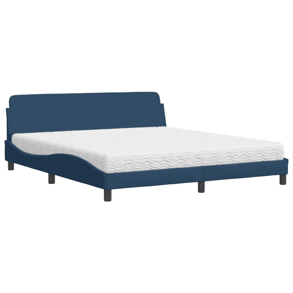 Krevet s madracem Dover plavi 180x200 cm od tkanine