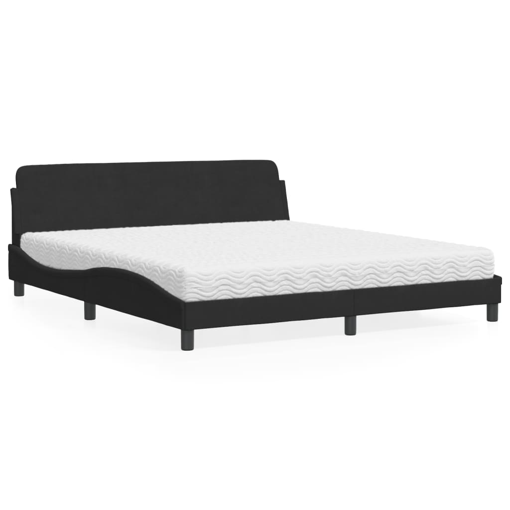 Krevet s madracem Dover crni 180x200 cm baršunasti