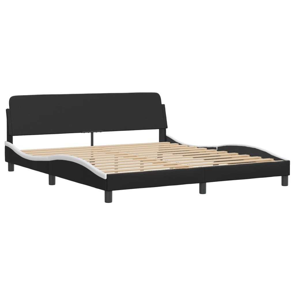 Krevet s madracem Dover crno-bijeli 180 x 200 cm od umjetne kože