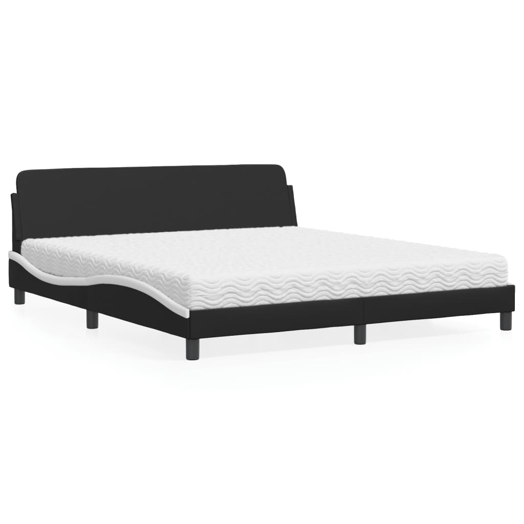 Krevet s madracem Dover crno-bijeli 180 x 200 cm od umjetne kože