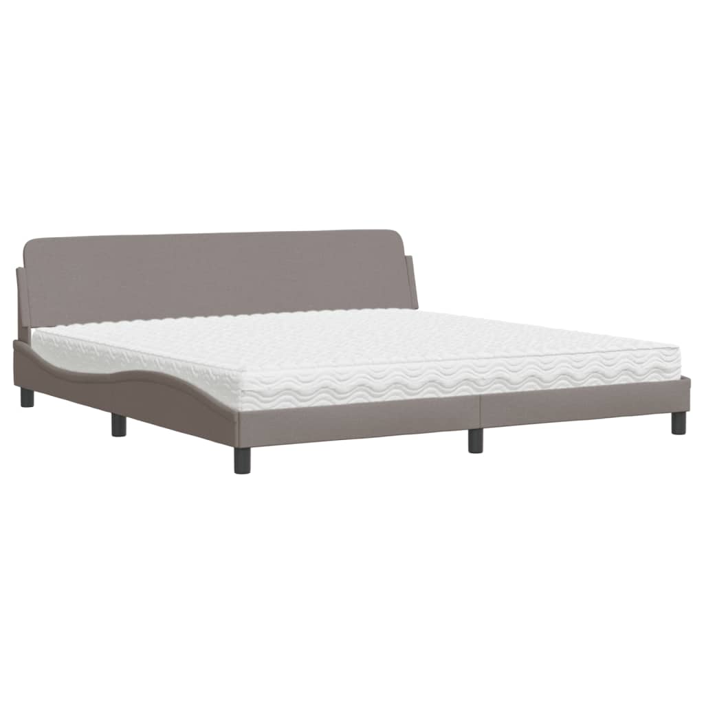 Krevet s madracem Dover smeđesivi 200x200 cm od tkanine