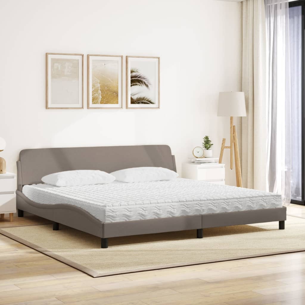 Krevet s madracem Dover smeđesivi 200x200 cm od tkanine