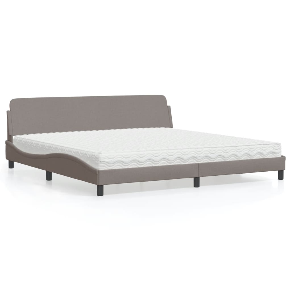 Krevet s madracem Dover smeđesivi 200x200 cm od tkanine